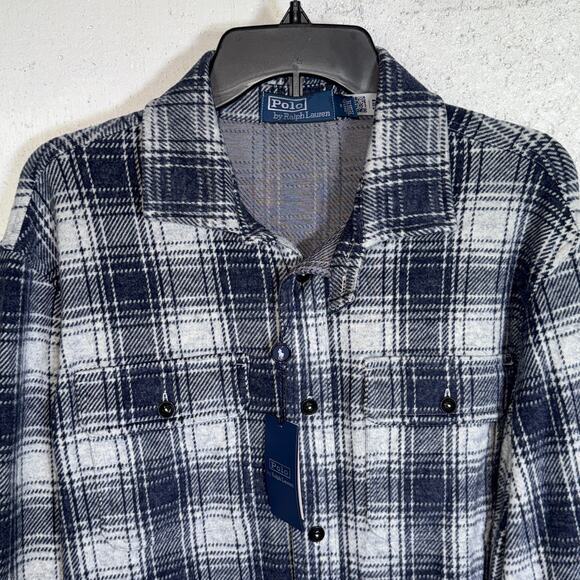 Polo Ralph Lauren Classic Fit Plaid Flannel Workshirt, Navy Medium $198 - Picture 5 of 12